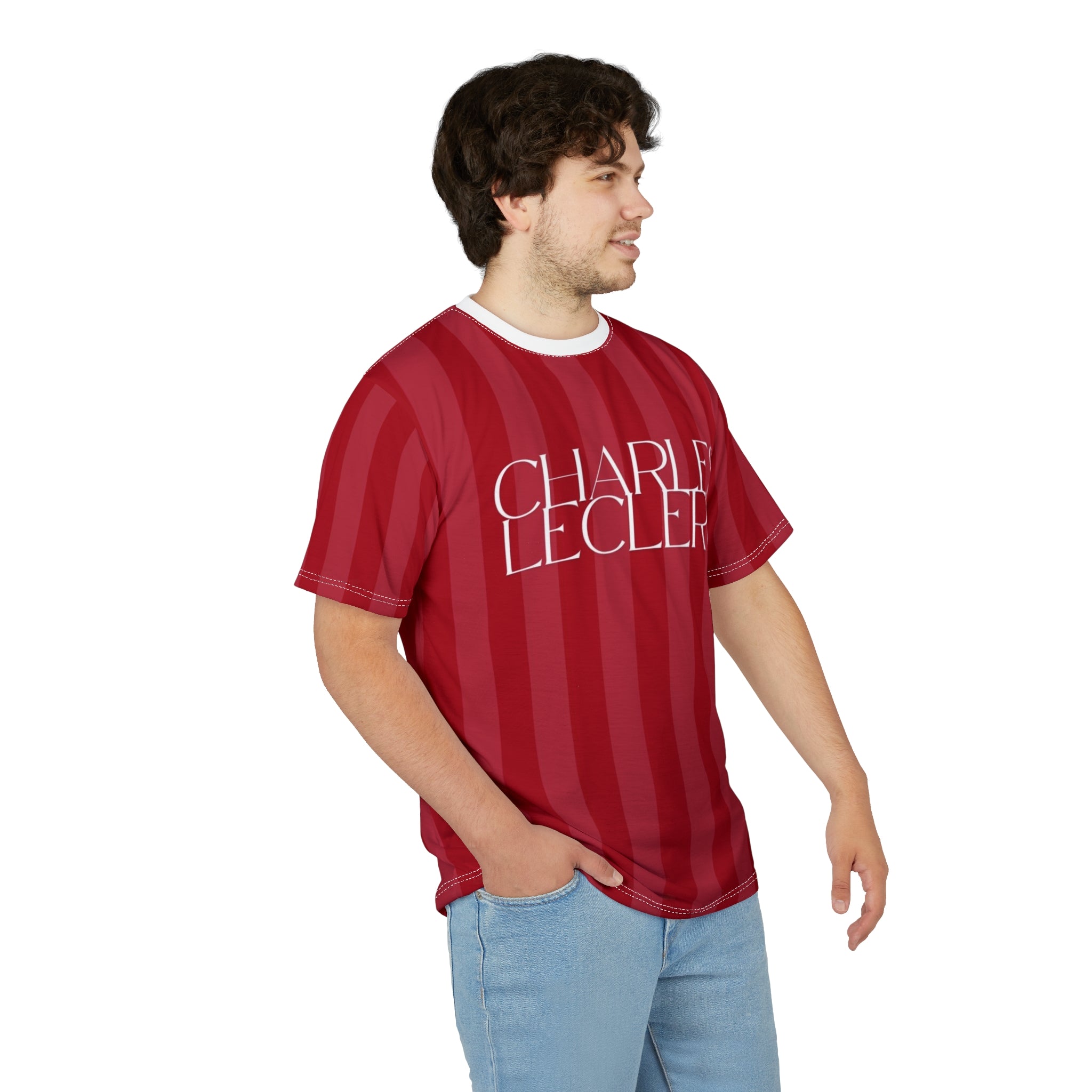 Charles Leclerc Red Striped Tee — Motorsport Fan Shirt