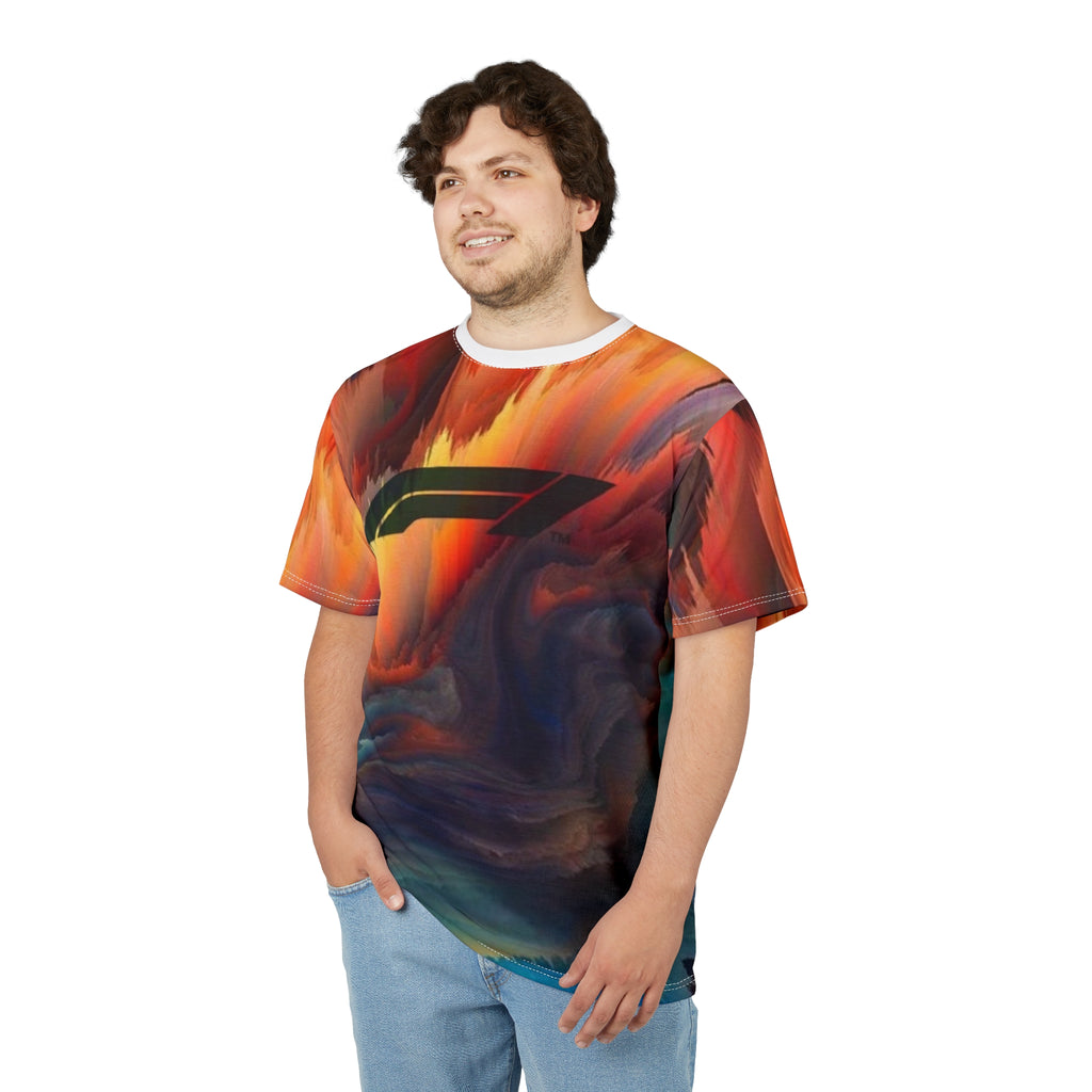 Abstract Flame Racing Tee — F1 Logo All-Over Print