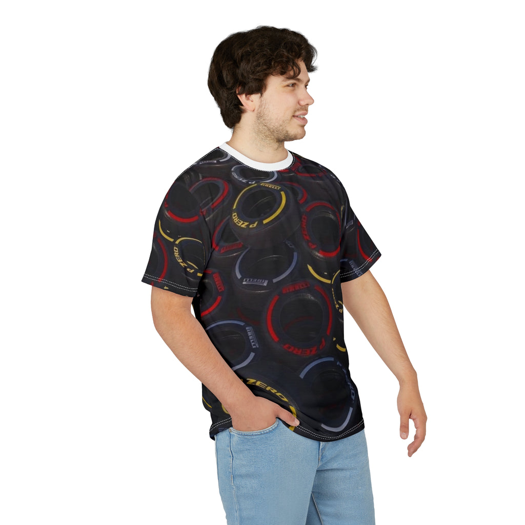 Racing Tire Print Tee — All-Over Pirelli P Zero Motorsport Shirt