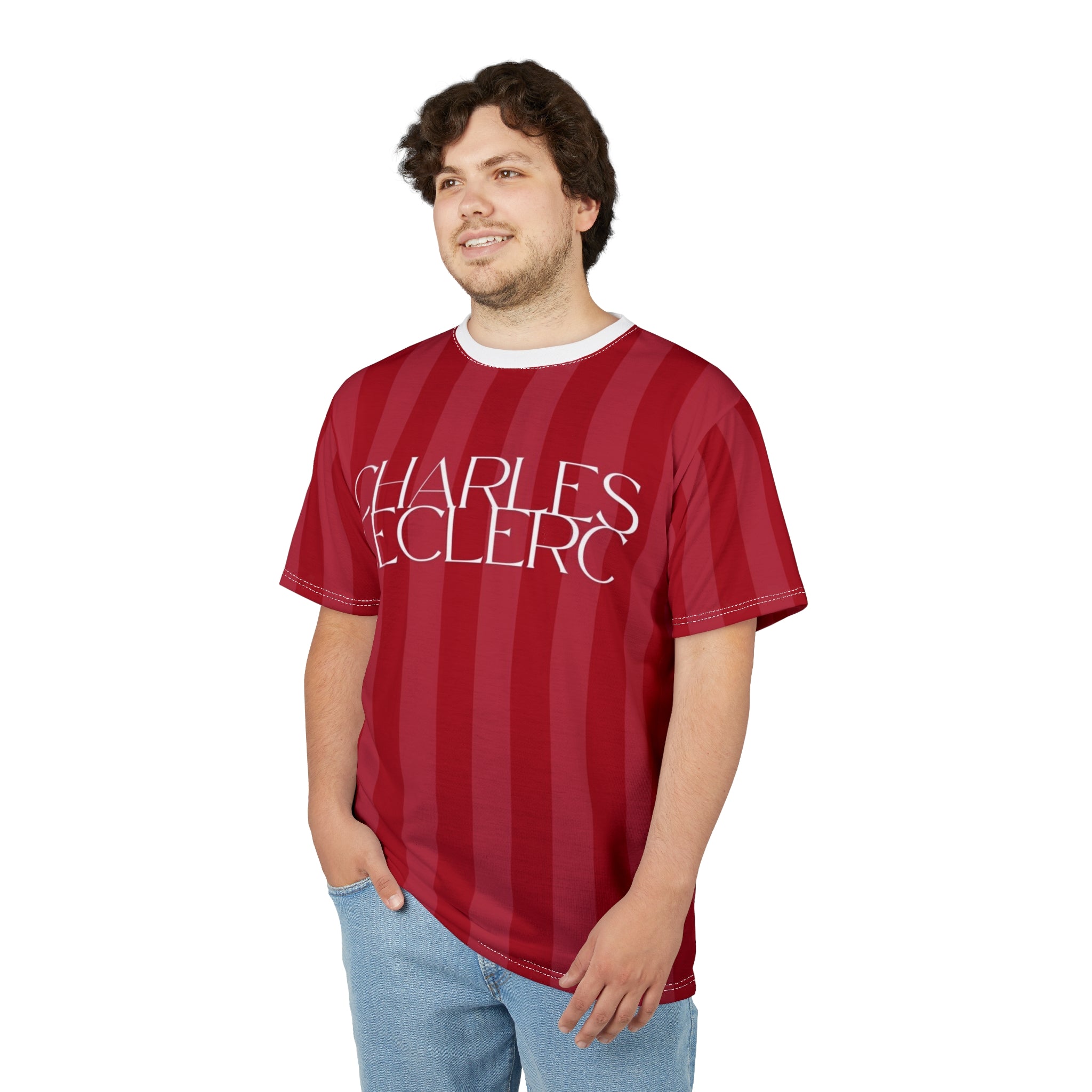 Charles Leclerc Red Striped Tee — Motorsport Fan Shirt