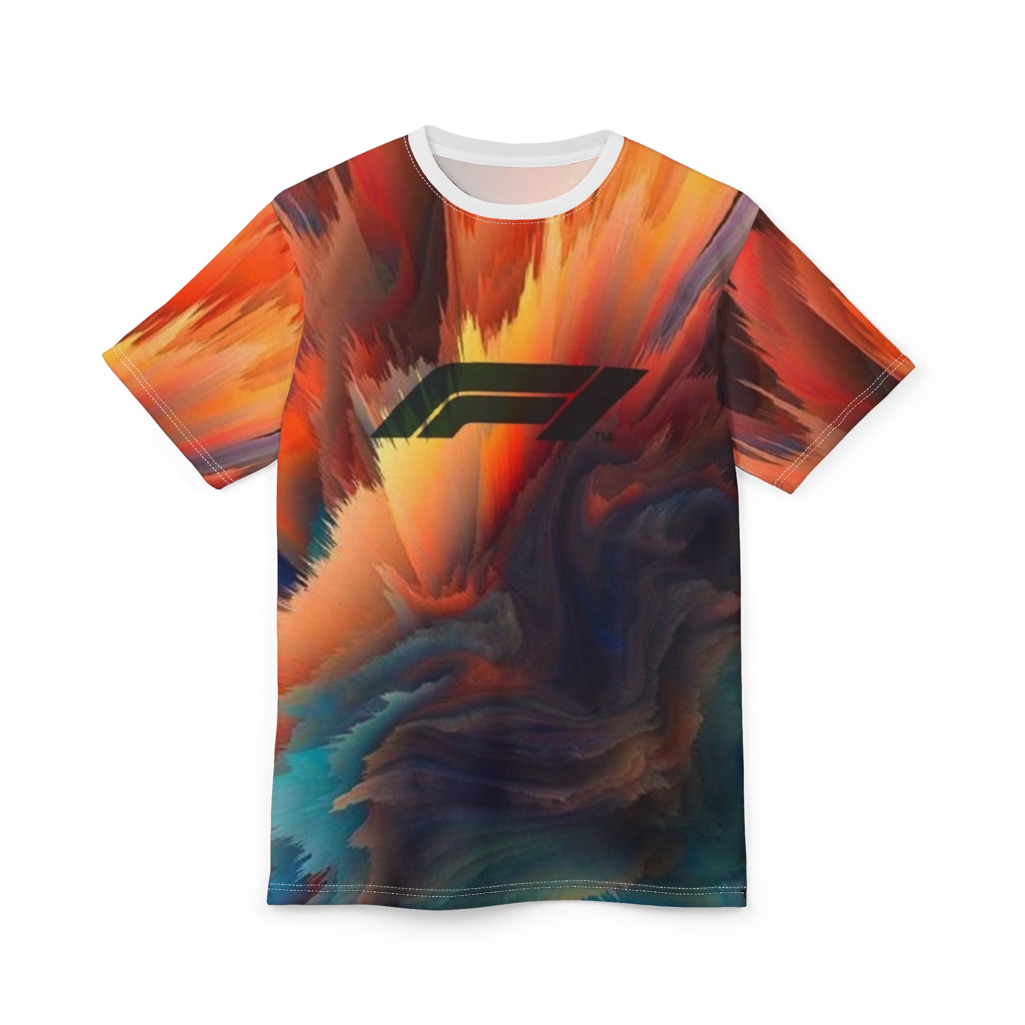 Abstract Flame Racing Tee — F1 Logo All-Over Print