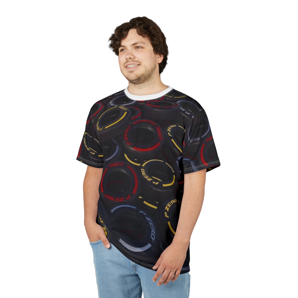 Racing Tire Print Tee — All-Over Pirelli P Zero Motorsport Shirt