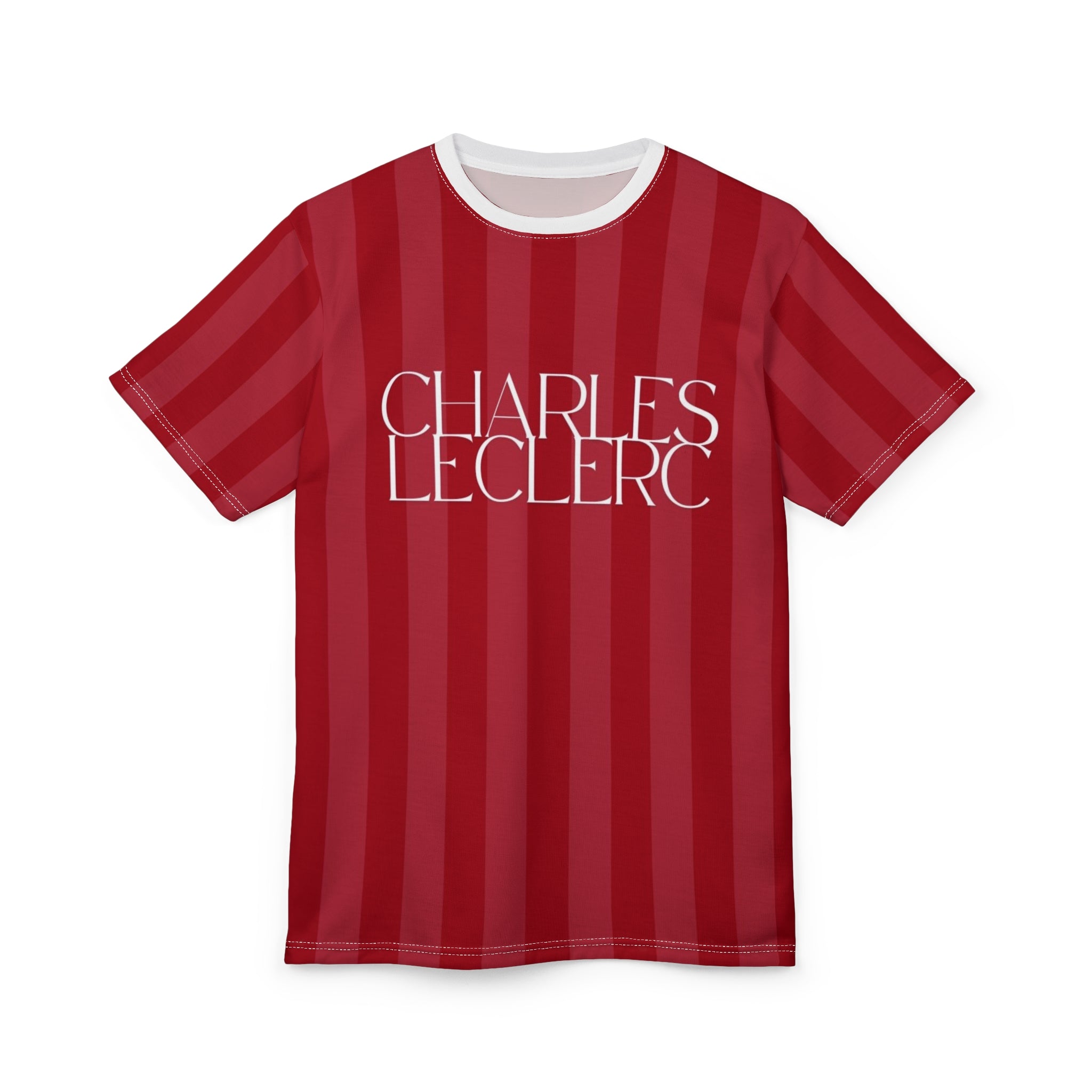 Charles Leclerc Red Striped Tee — Motorsport Fan Shirt